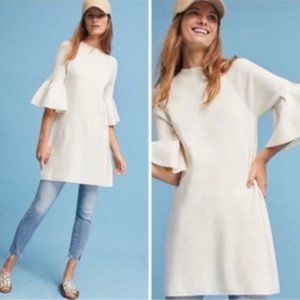 Anthropologie Moth Chester Bell Sleeve Sweater Dress Ivory Size Medium
